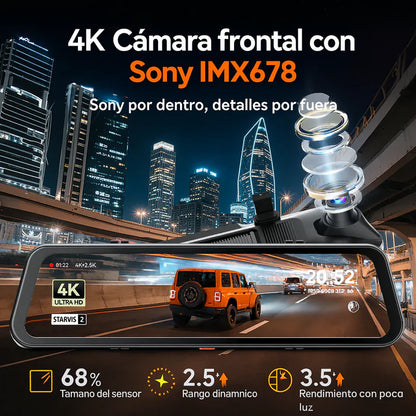 WOLFBOX G900Pro 12MP WiFi Touch Screen Dashcam com espelho retrovisor inteligente